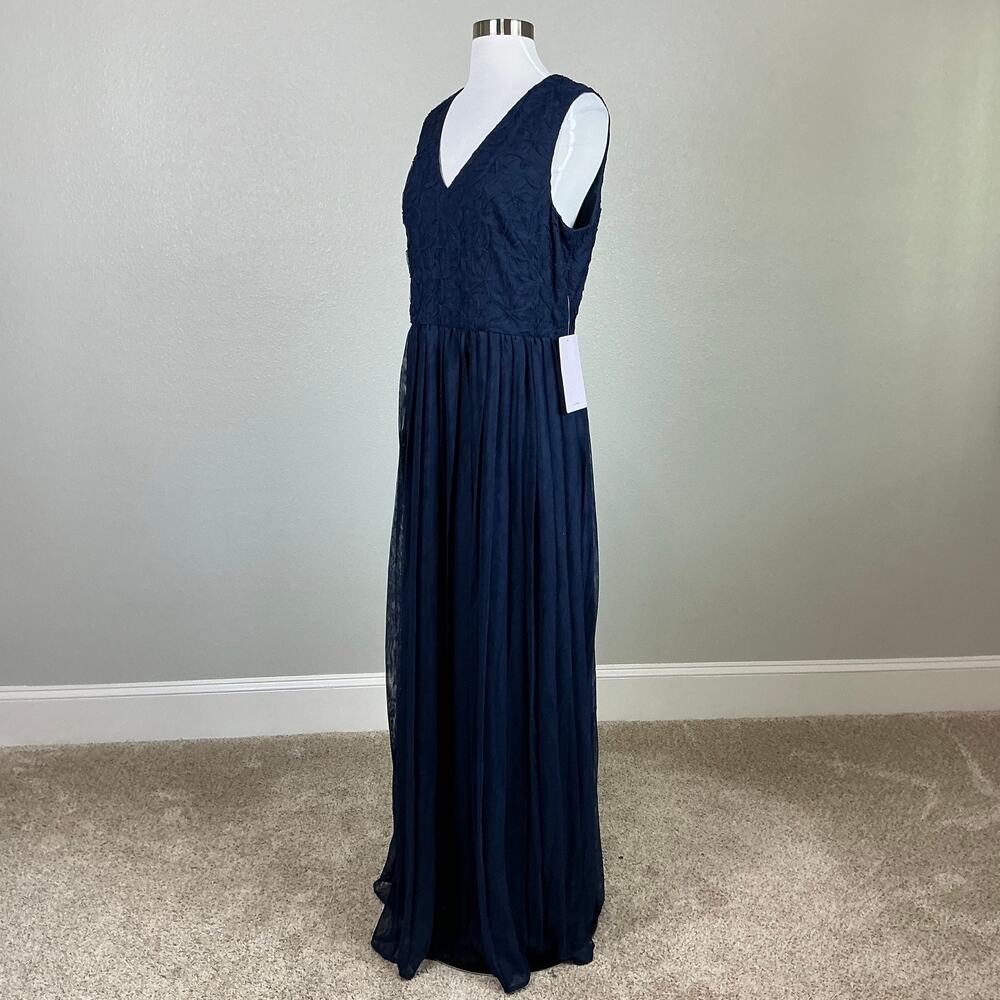 JS Collections Lace and Chiffon Sleeveless Long Evening Gown Blue Size 12 Dress - Picture 5 of 13